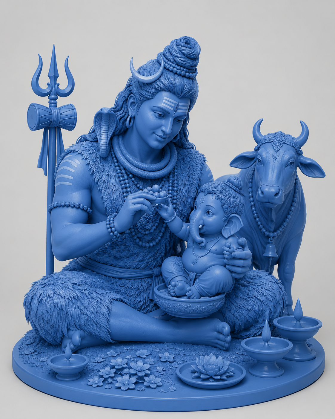 Shiv Ji Playing With Ganesha 3D Model (5 Inch)